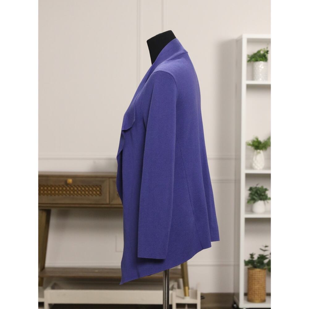 Eileen Fisher Silk Blend Cardigan Purple Front Drape Lightweight Jacket Petite M - Picture 5 of 13